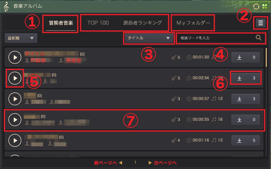 共有アルバム画面 各部紹介
